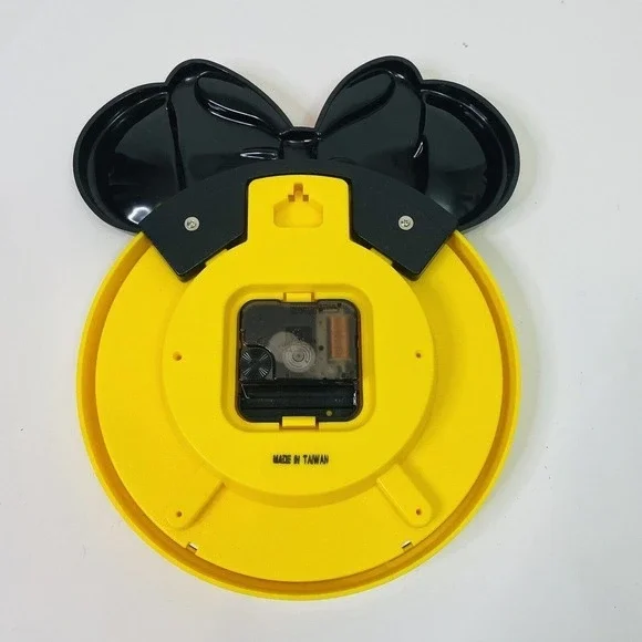 Vintage Minnie Mouse Time Works Wall Clock 90s W/ Box Yellow Black Red Retro - Picture 4 of 9